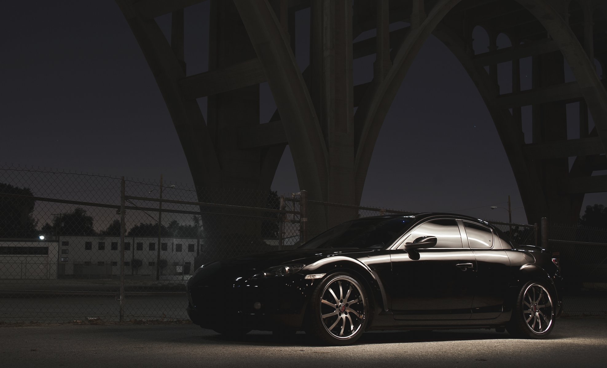 mazda rx -8 rx8 черный мазда мост улица ночь