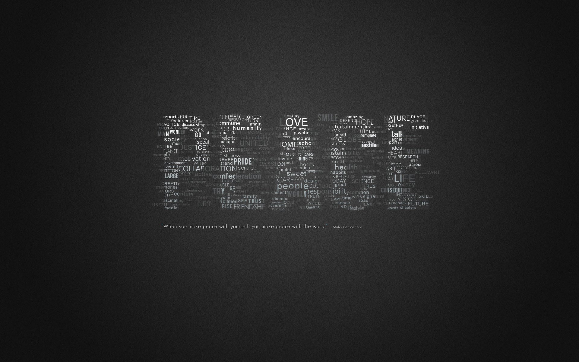 Peace составленное из разных слов
