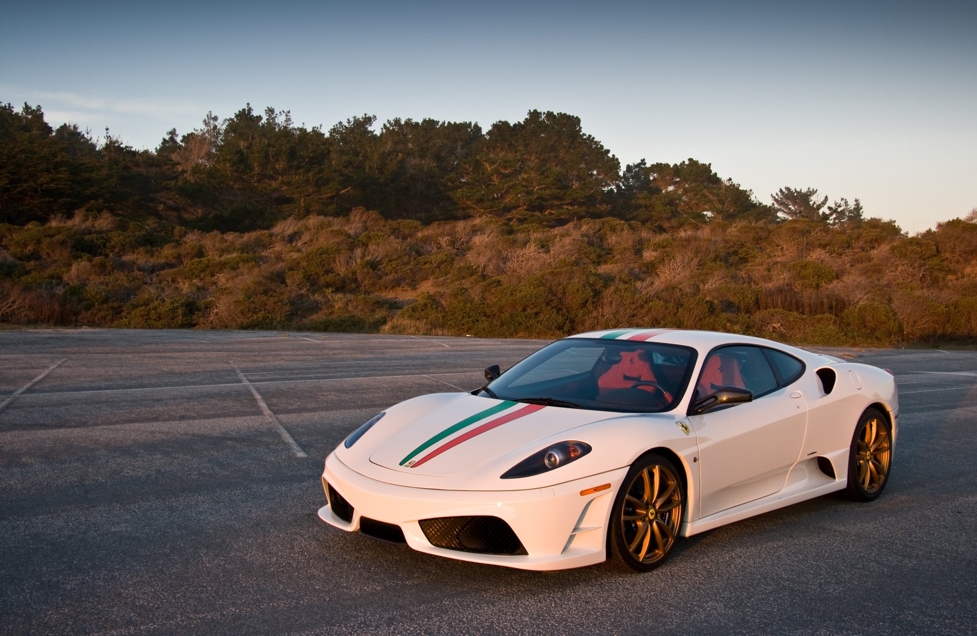 ferrari f430 scuderia белый феррари скудерия вид спереди вечер тень