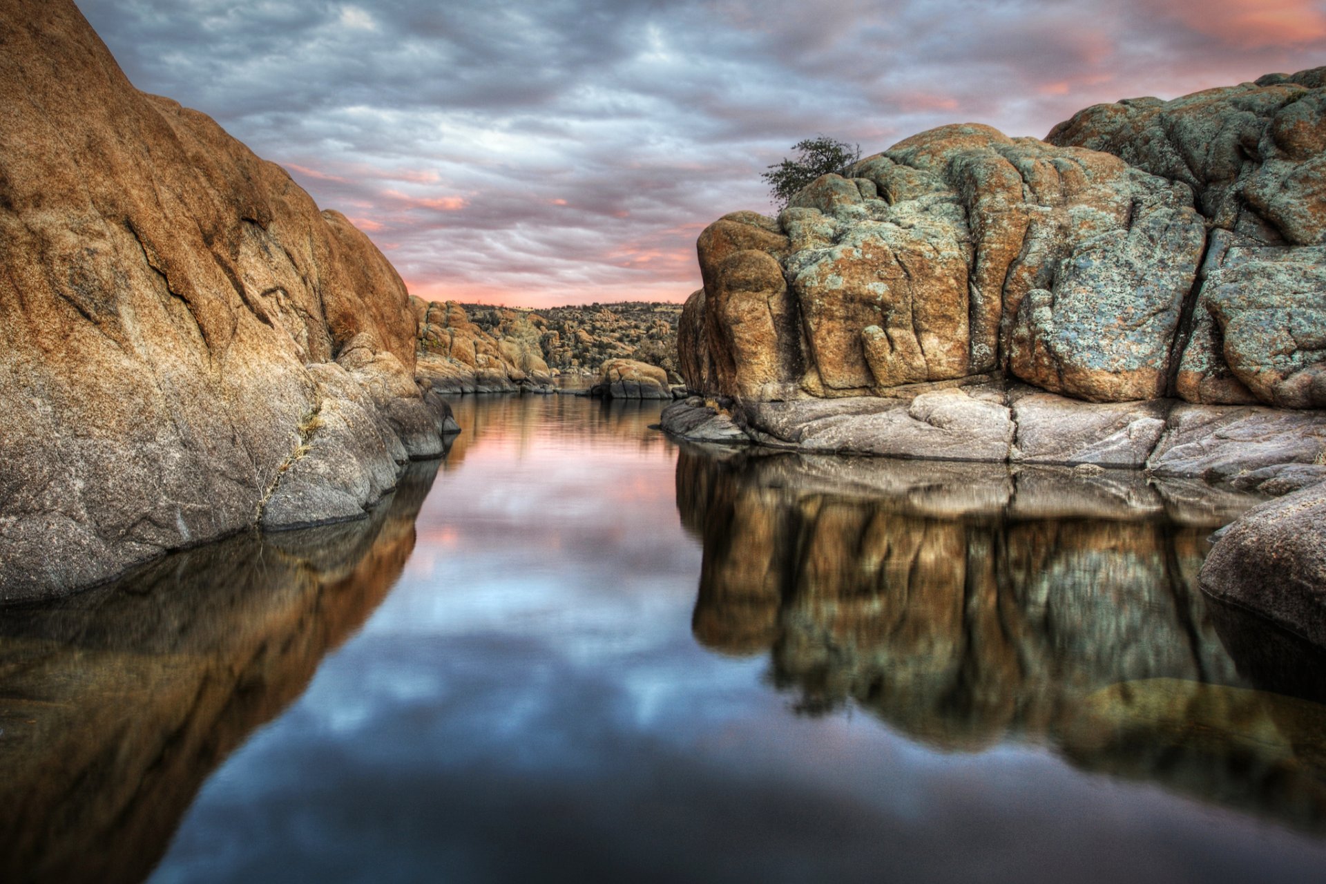 аризона прескотт watson lake сша озеро вода отражение скалы облака природа