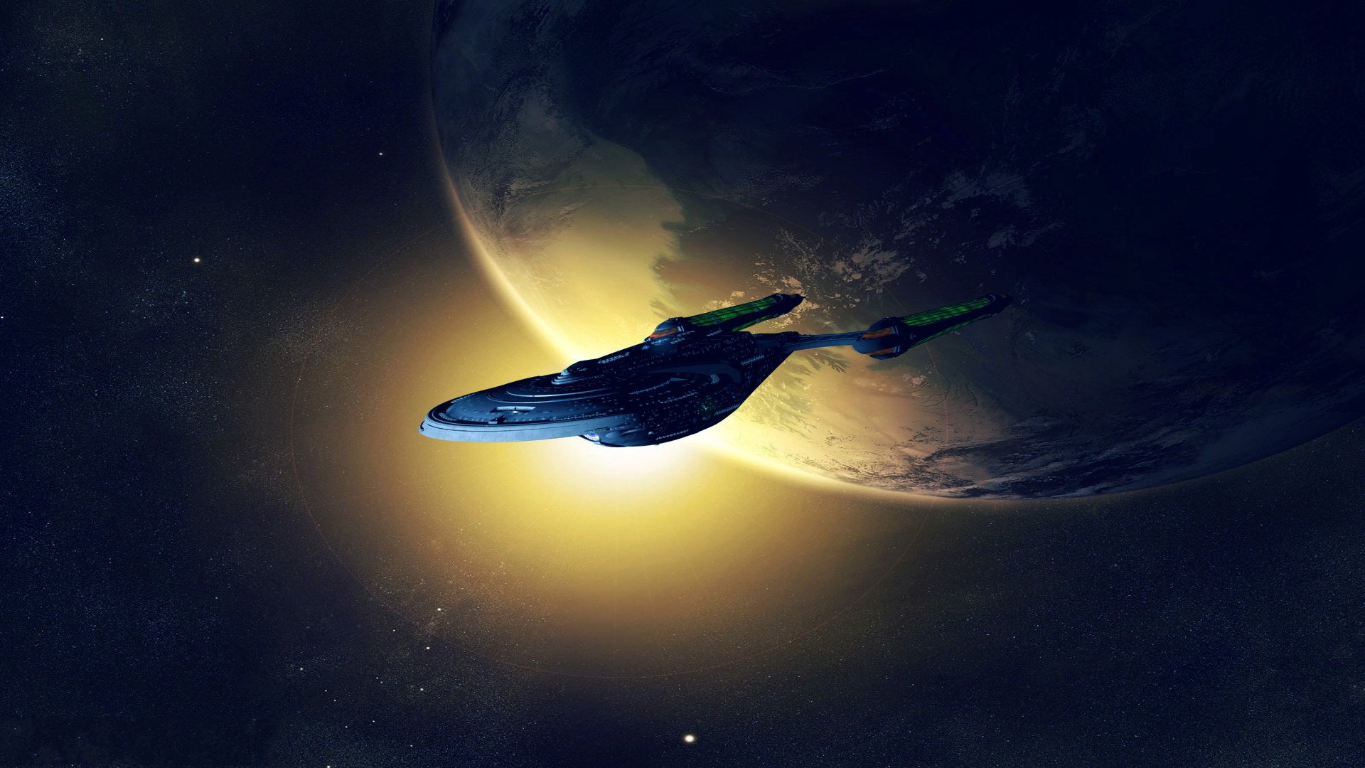 star trek космический корабль планета свет