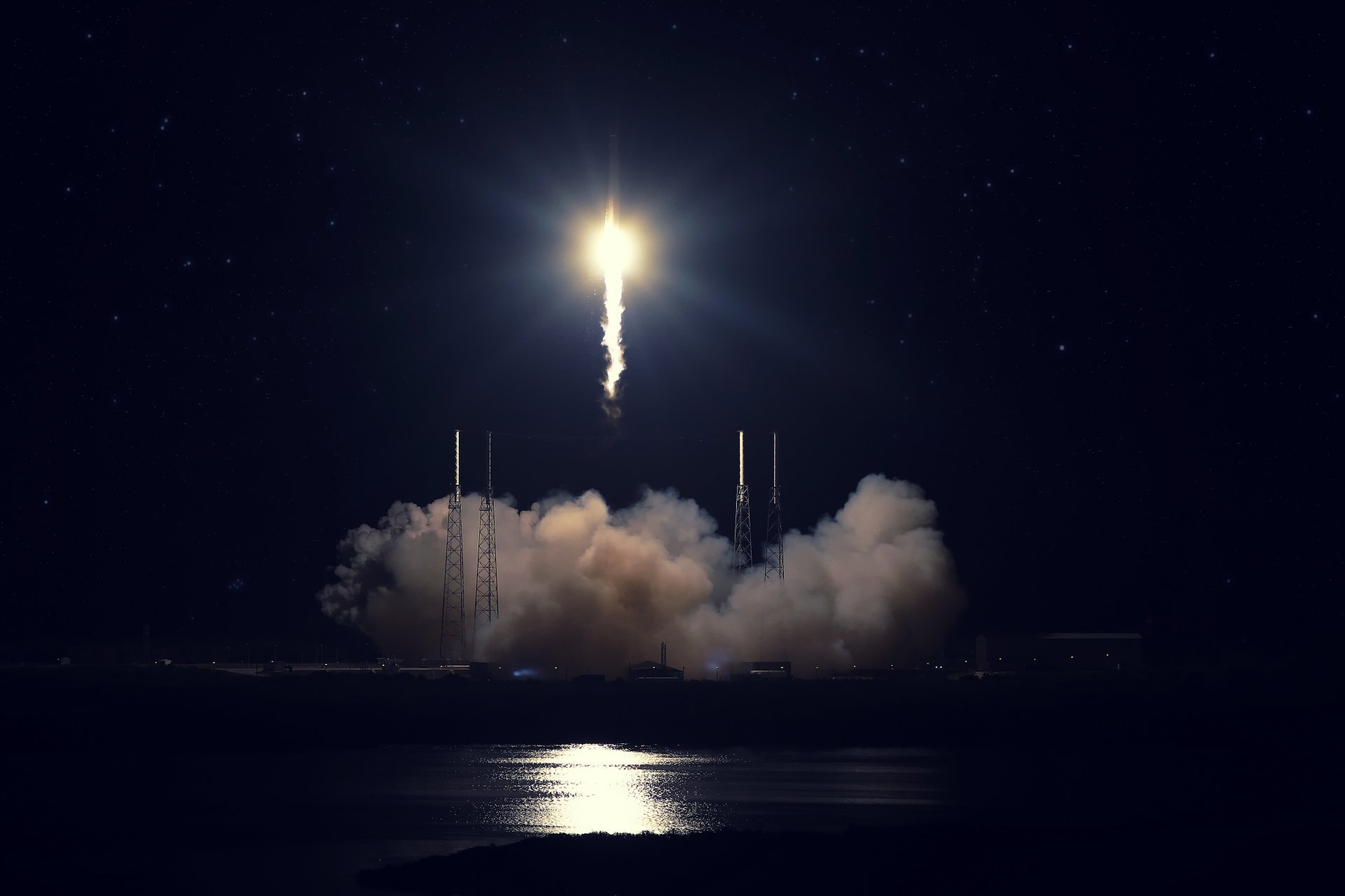 spacex сокол 9 dragon fire. ракета старт мыс канаверал