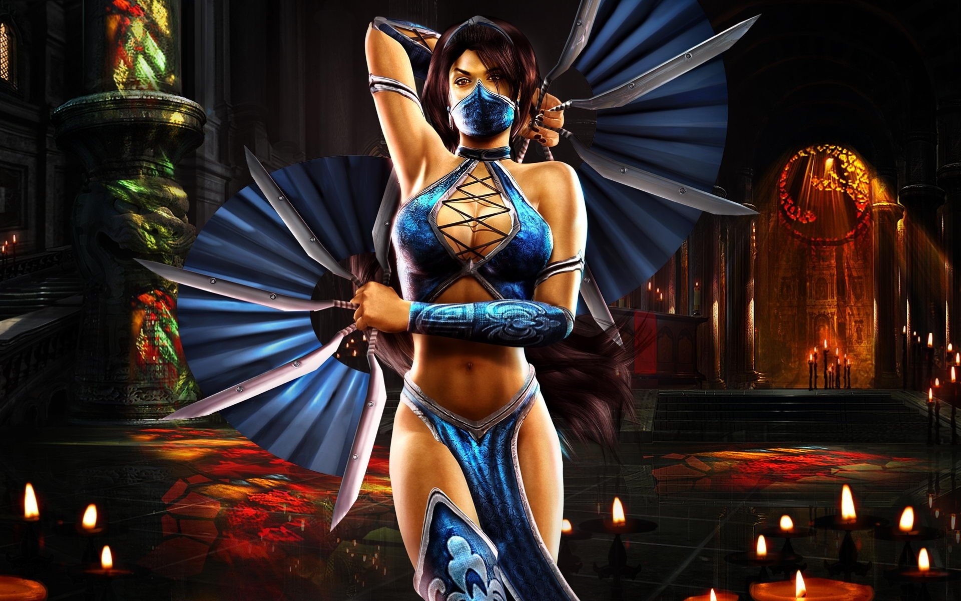 принцесса китана секси мортал комбат mortal kombat смертельная битва веер лезвие свечи