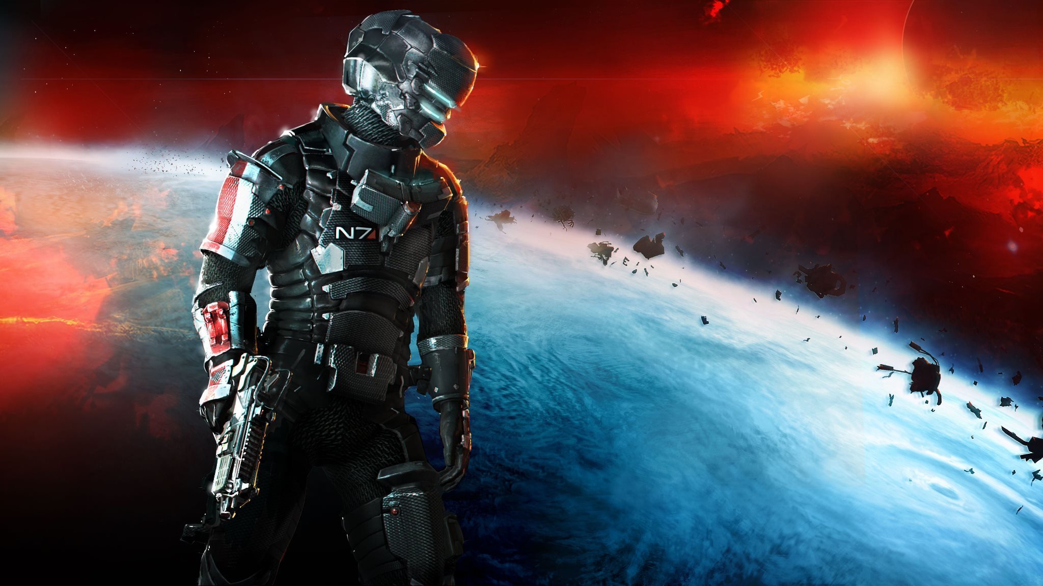 dead space 3 dlc n7 броня броня n7 mass effect 3 айзек кларк исаак кларк оружие космос планета electronic arts visceral games