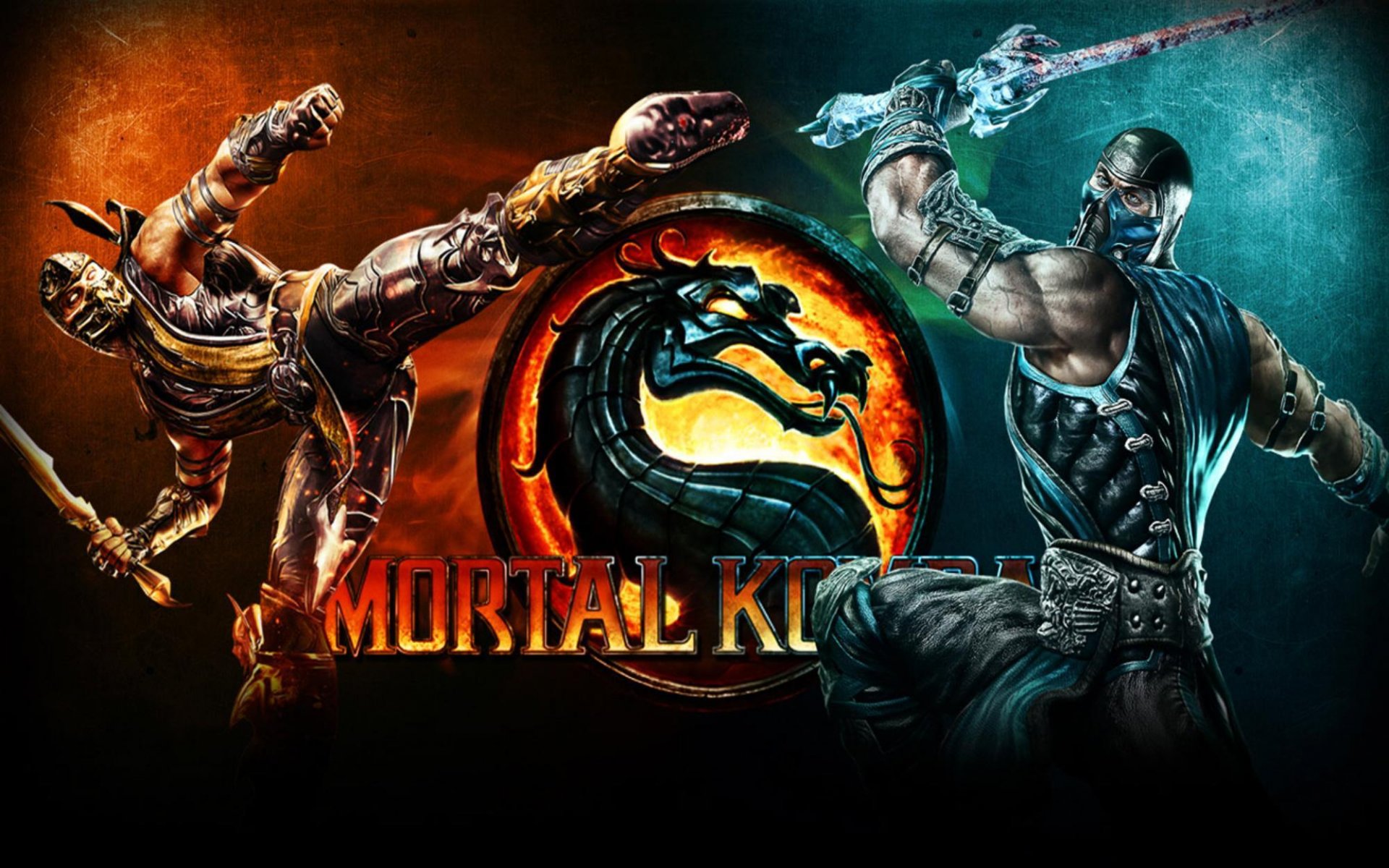 mortal combat sub-zero удар меч 2x пламя пожар борьба противники против вечные враги версус драка скорпион саб зиро мортал комбат мк кия удар ногой меч две штуки огонь накал страстей буря эмоций мышцы
