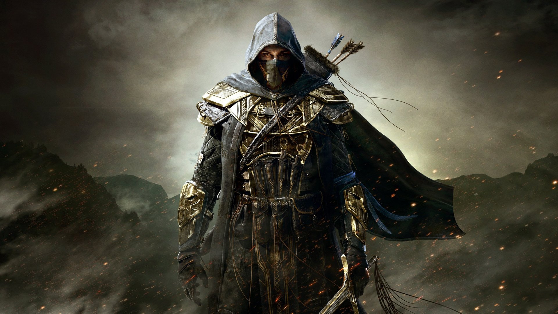 the elder scrolls online воин броня меч стрелы капюшон горы ассасин убийца убийцы тучи zenimax online studios bethesda softworks