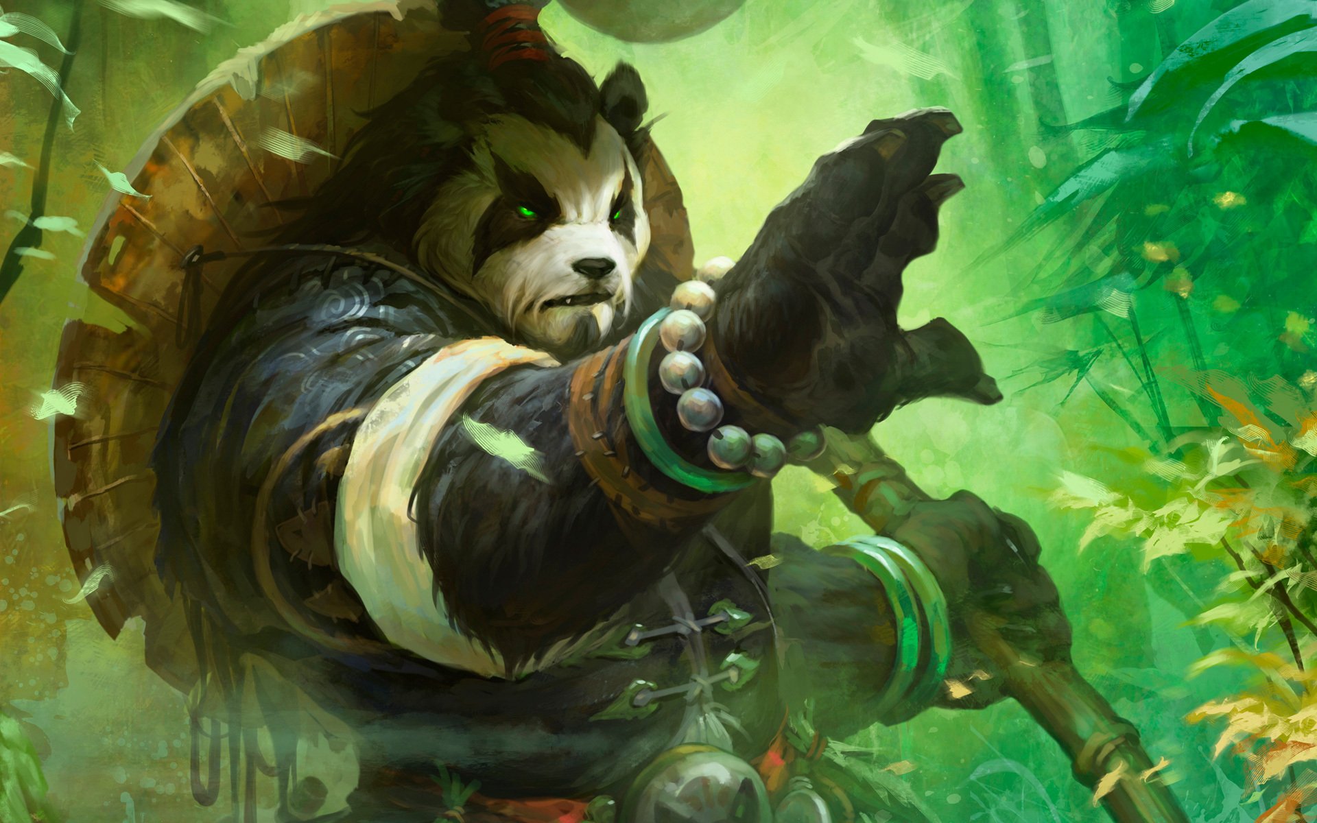 арт мир warcraft туманы pandaria панда лес посох
